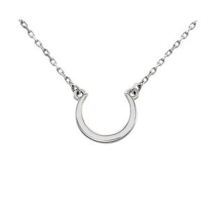 Small Polished Crescent Necklace in 14k White Gold, 18 Inch